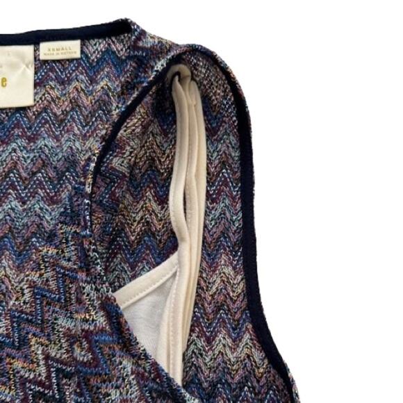 Maeve Blue Purple Chevron Knit Drop Wasit Sleeveless Slip Lined Dress Size XS - Picture 8 of 13